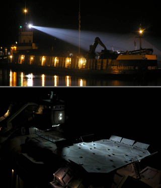 Illustration for article titled The Cargo Boat that Inspired the Look of Battlestar's Spaceships